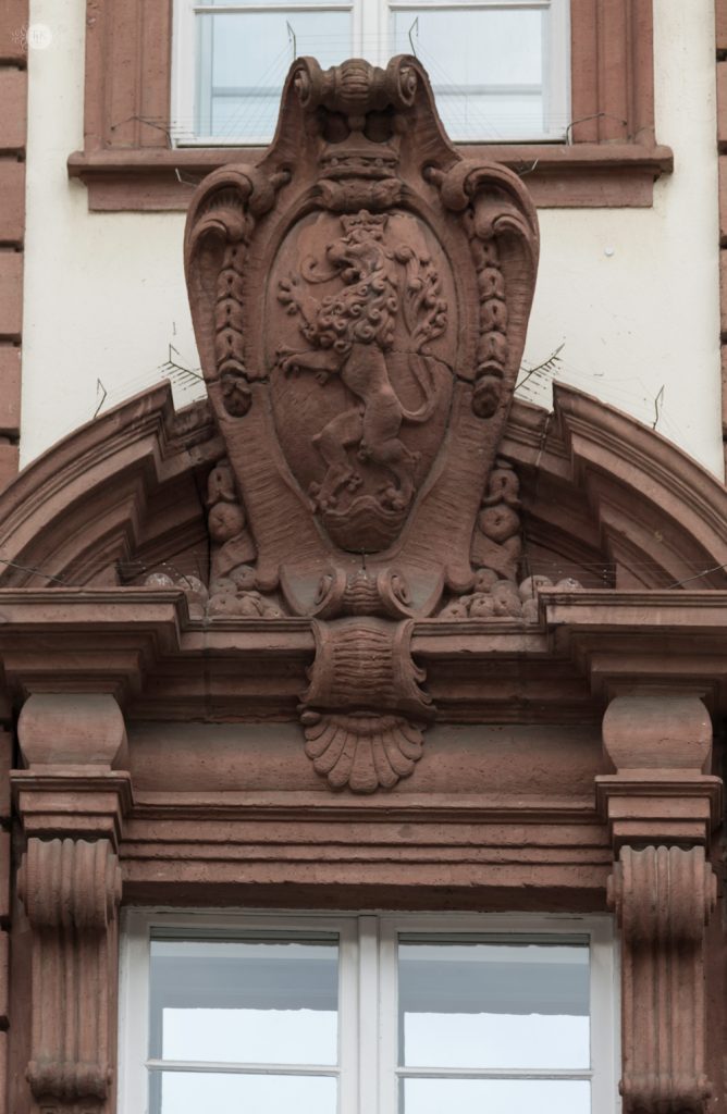 Lion's Crest on the Palais Pink Carl in Heidelberg, Germany